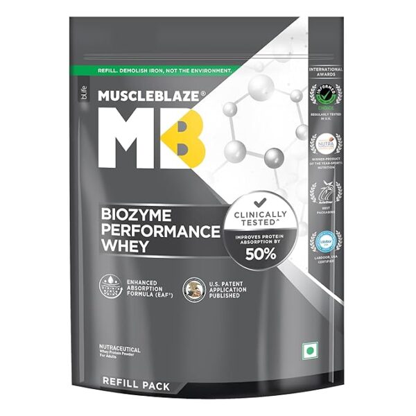 MuscleBlaze Biozyme Performance Whey Protein | Clinically Tested 50% Higher Protein Absorption | Informed Choice UK, Labdoor USA Certified & US Patent Filed EAF - Image 8